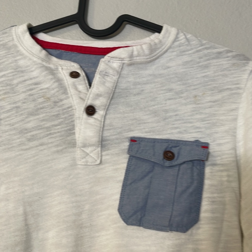 Abercrombie long sleeve white and blue top
